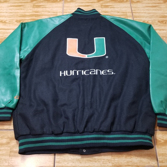 Vintage Miami Hurricanes Bomber Leather Jacket 2XL - Picture 6 of 8